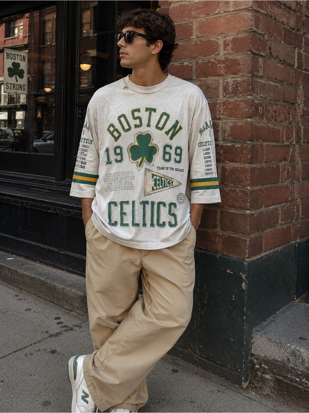 Rare Vintage 1991 Boston Celtics Long Gone Series 3/4 Sleeve Shirt L USA NBA